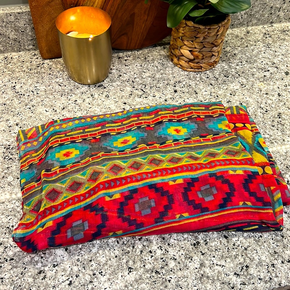 Multicolored Aztec Print Scarf